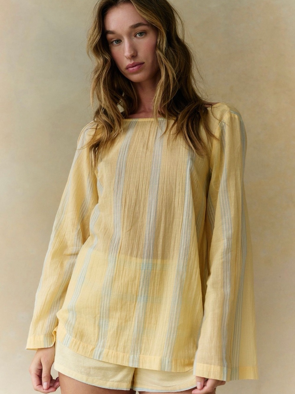 Free People Salt and Stripes Yellow Striped Set XS